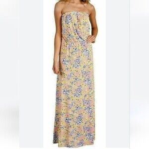 Lilly Pulitzer Marlisa Yellow Starfruit Maxi Dress Strapless - Size XS
